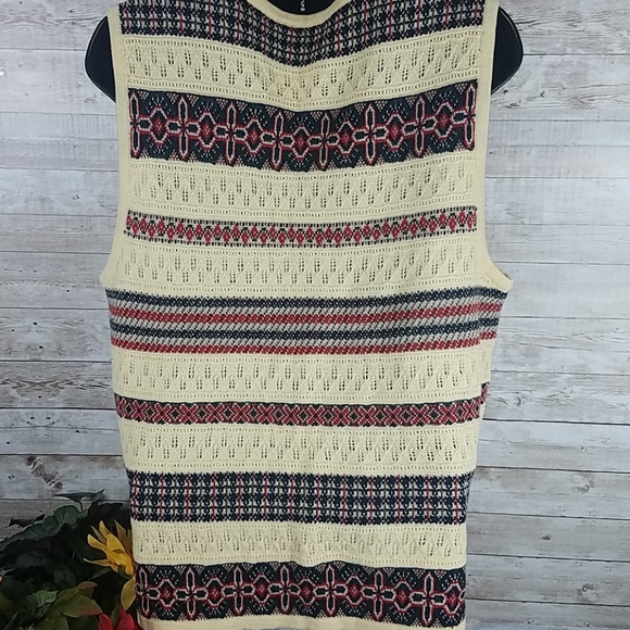 Talbots, Black, creme and red sweater vest, Sz M - Picture 4 of 9